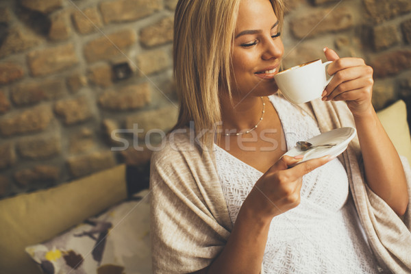 Young blond woman in the cafe Stock photo © boggy