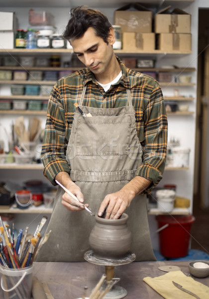 Junger Mann Keramik Workshop Hand arbeiten Stock foto © boggy