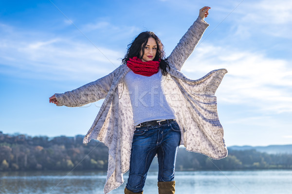 Young woman at the beach Stock photo © boggy