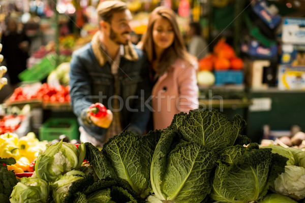 Foto d'archivio: Mercato · acquisto · frutti · verdura · alimentare