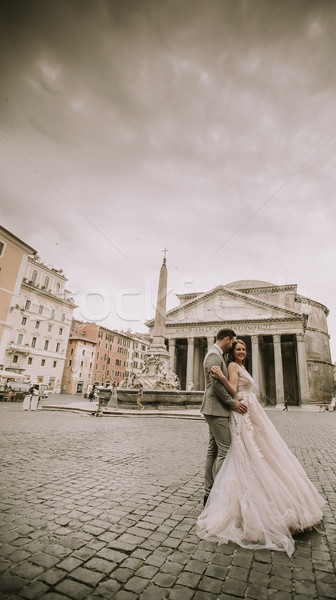 Young wedding couple by the Pantheon in Rome, Italy Stock photo © boggy