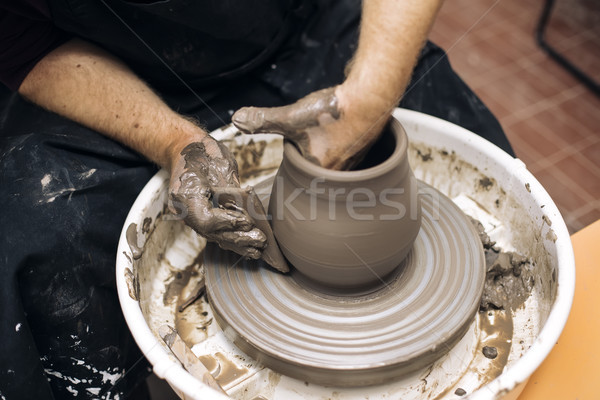 Künstler Ton Keramik Spin Rad Stock foto © boggy