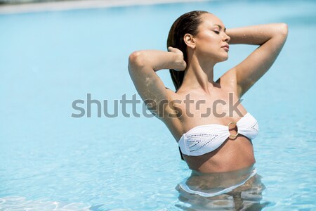 Genç kadın açık yüzme havuzu genç yaz Stok fotoğraf © boggy