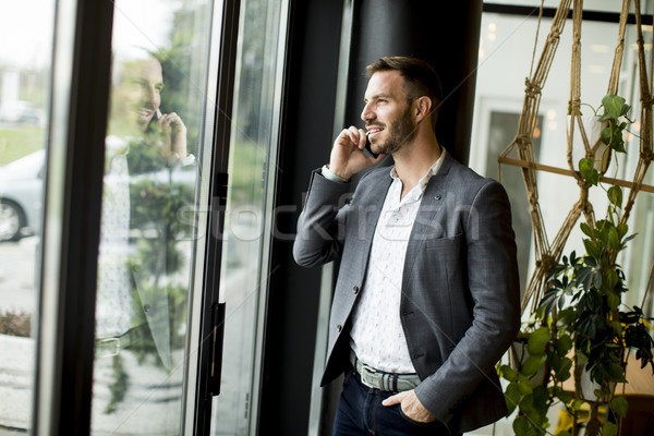 Foto stock: Hombre · teléfono · móvil · jóvenes · hombre · guapo · teléfono · teléfono