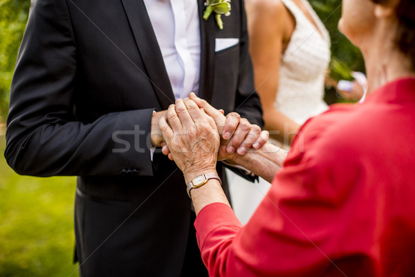 Senior Frau Bräutigam Ehe Hochzeit Liebe Stock foto © boggy
