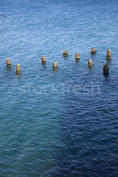 Eski ahşap deniz su mavi kırık Stok fotoğraf © boggy