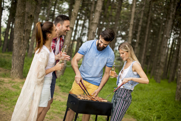 Stok fotoğraf: Gençler · barbekü · parti · park · grup