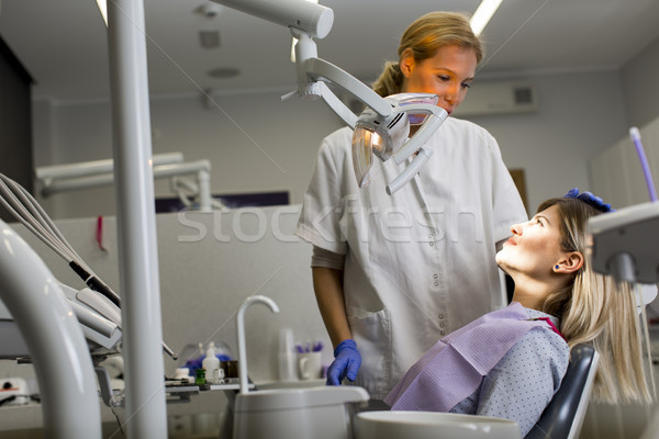 Dental médico uniforme para cima feminino dentes Foto stock © boggy