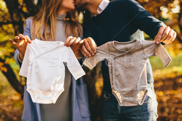 Stockfoto: Zwangere · vrouw · echtgenoot · kleding · pasgeboren · baby