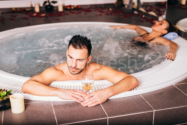 Loving couple in the wellness center Stock photo © boggy