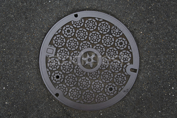 Circle steel manhole cove Stock photo © boggy