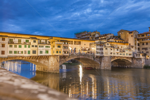 [[stock_photo]]: Pont · nuit · vue · FLORENCE · Italie · nuages