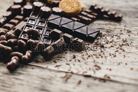 Chocolade biscuits houten textuur Stockfoto © boggy