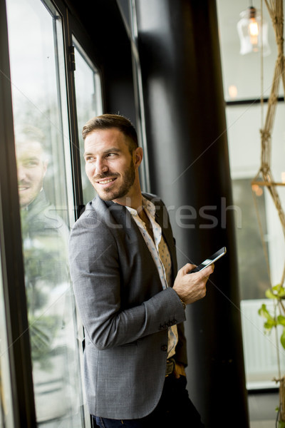 Foto stock: Hombre · teléfono · móvil · jóvenes · hombre · guapo · teléfono · teléfono