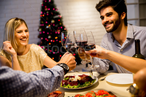 Stock photo: Group of young people celebrating New Year