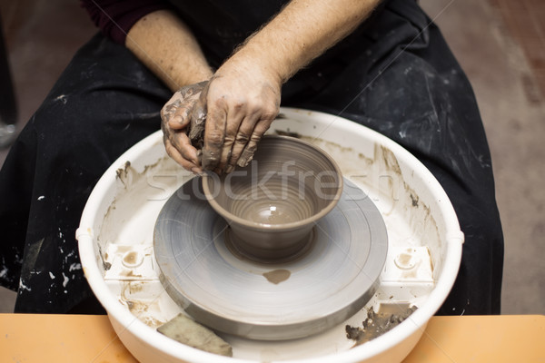 Künstler Ton Keramik Spin Rad Stock foto © boggy