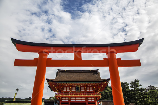 Santuário quioto Japão pormenor edifício vermelho Foto stock © boggy