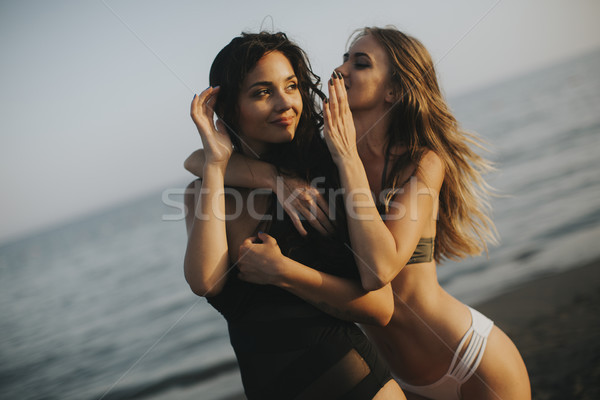 Mulheres jovens praia bastante verão água Foto stock © boggy