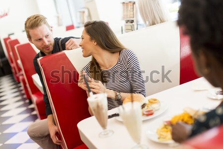 Kochający para diner widoku jedzenie Zdjęcia stock © boggy