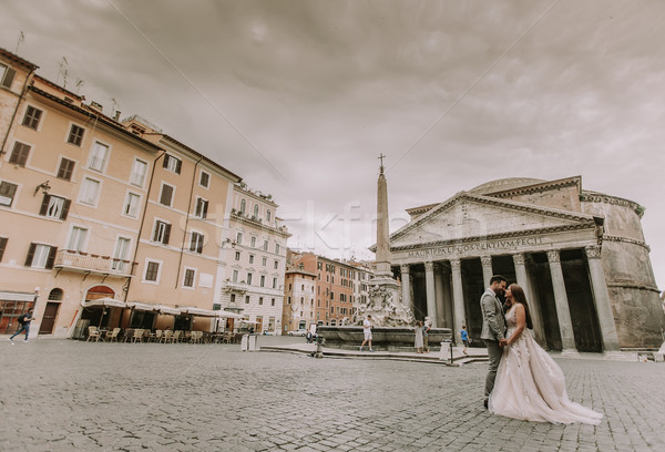 Young wedding couple by the Pantheon in Rome, Italy Stock photo © boggy