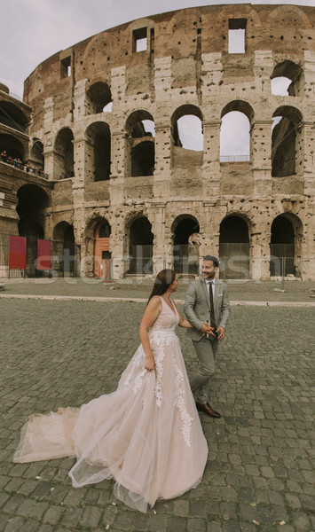 Imagine de stoc: Nuntă · cuplu · colosseum · Roma · Italia · Europa