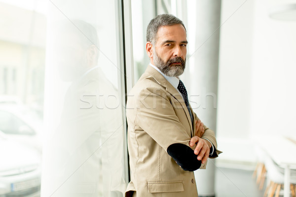 Bärtigen gut aussehend Geschäftsmann Porträt Mann Stock foto © boggy