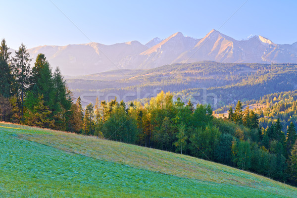 Zori mare munţi Polonia vedere cer Imagine de stoc © bogumil