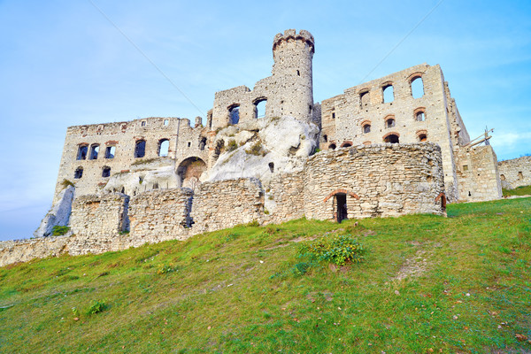 Old medieval castle on rocks. Ogrodzieniec, Poland. Stock photo © bogumil