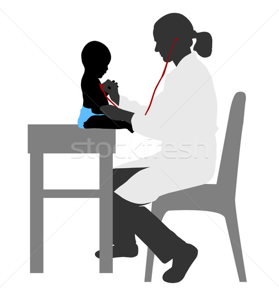 Foto d'archivio: Pediatra · baby · stetoscopio · silhouette · medico