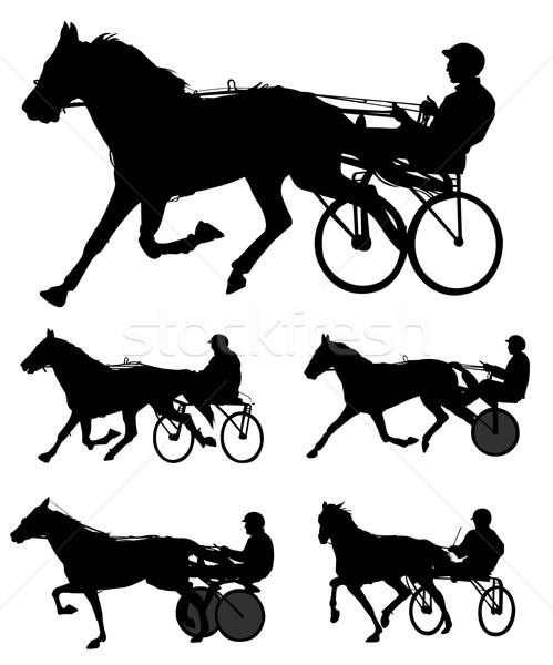 Stock photo: trotters race silhouettes