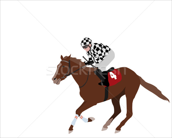 Foto stock: Jóquei · equitação · raça · cavalo · ilustração · homem