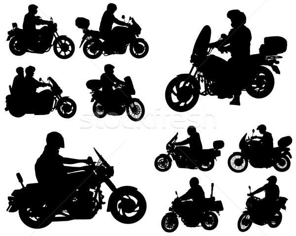 Stock photo: motorcyclists silhouettes collection