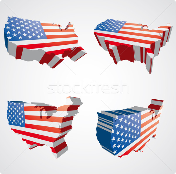 Cztery USA 3D perspektywy trójwymiarowy stylu Zdjęcia stock © bonathos