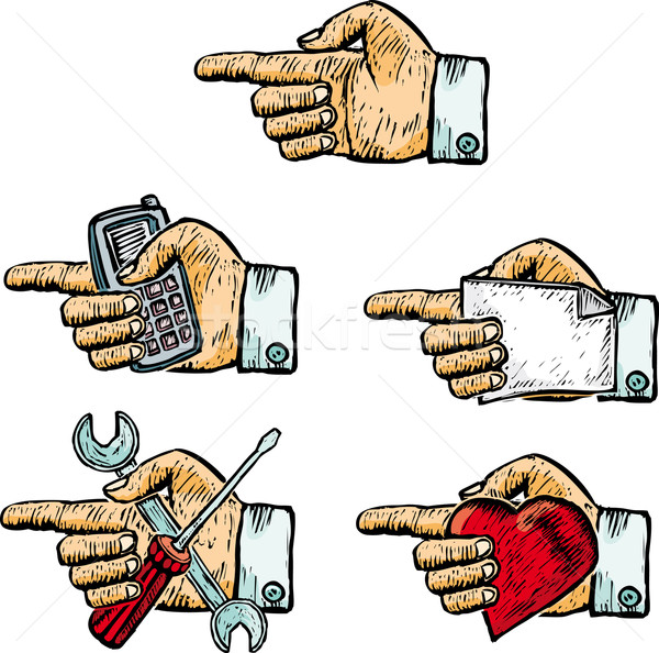 Cinco manos objetos dentro estilo Foto stock © bonathos