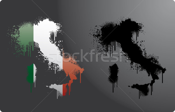 Włochy grunge dwa mapy italian flag splatter Zdjęcia stock © bonathos