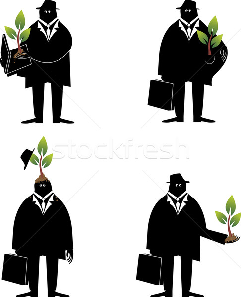 Myślenia ekologia ciemne mężczyzn mały zielone Zdjęcia stock © bonathos
