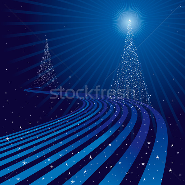 ストックフォト: クリスマス · 抽象的な · 青 · 木 · 風景 · 光