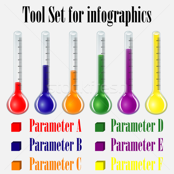 Stock fotó: Szerszám · szett · infografika · üveg · üvegáru · hőmérséklet