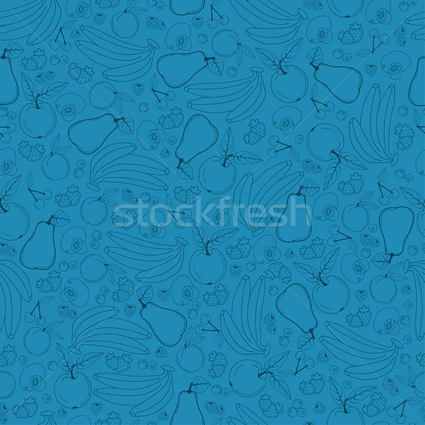 Vruchten naadloos Blauw lijn ontwerp Stockfoto © BoogieMan