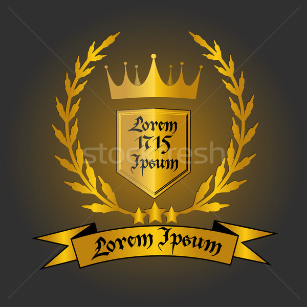 Logo korony złota laur wieniec tarcza Zdjęcia stock © BoogieMan