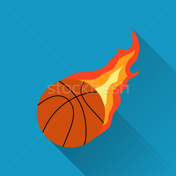 Basketball on fire flat design Stock photo © BoogieMan
