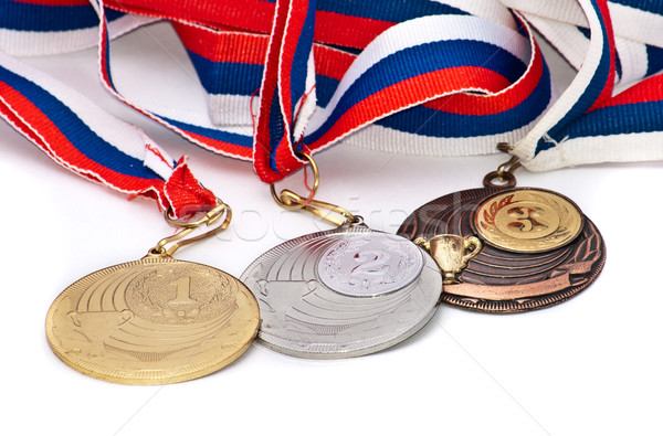 Sportowe medal rosyjski odizolowany biały metal Zdjęcia stock © Borissos