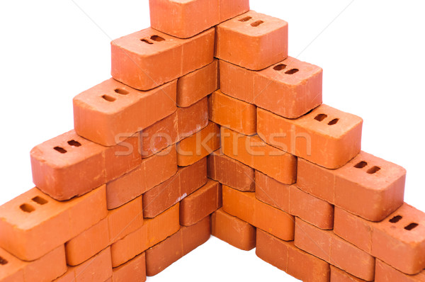 Foto stock: Pequeño · ladrillos · construcción · aislado · blanco · fondo