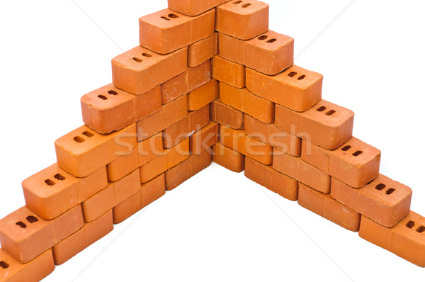 Foto stock: Pequeño · ladrillos · construcción · aislado · blanco · fondo