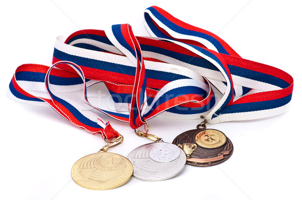 Sport Medaille isoliert weiß Metall Stock foto © Borissos