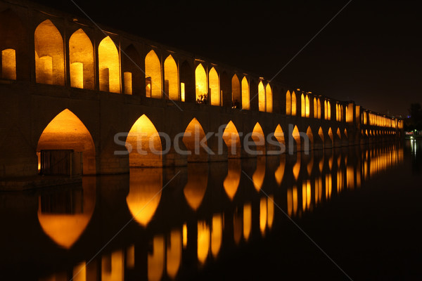 Pont orange nuit noir brique architecture [[stock_photo]] © borna_mir