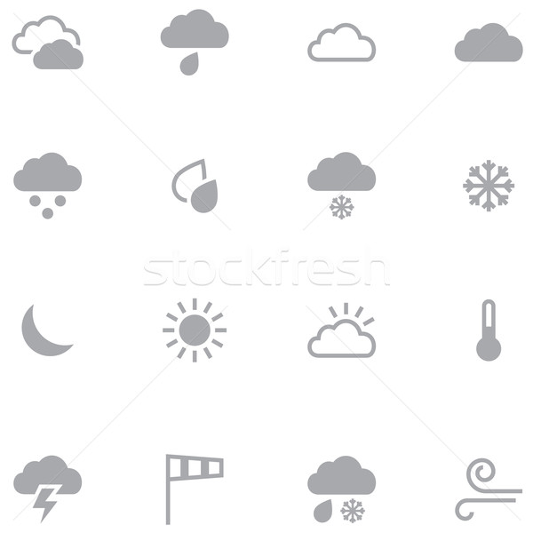 Set of minimalistic weather icons for web and mobile application Stock photo © borysshevchuk