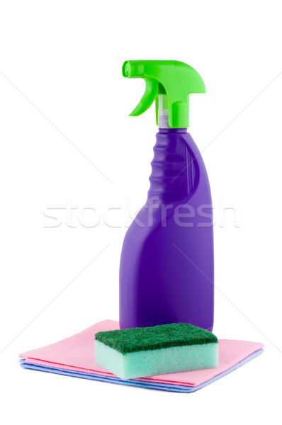 Butelki gąbki czyszczenia czyste plastikowe pyłu Zdjęcia stock © borysshevchuk