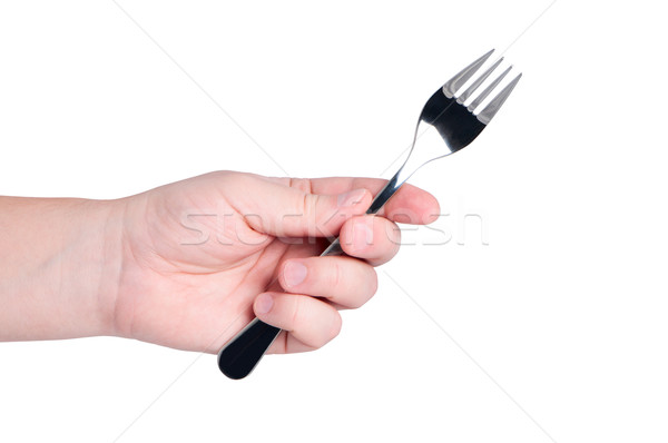 Hand vork geïsoleerd witte restaurant diner Stockfoto © borysshevchuk