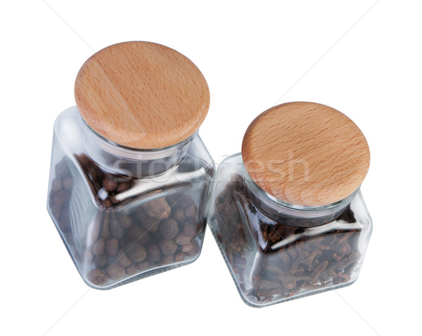 Spices in glass jars. Stock photo © borysshevchuk